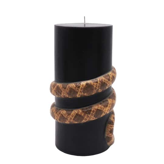 6&#x22; Black Pillar with Snake Wax Candle by Ashland&#xAE; 